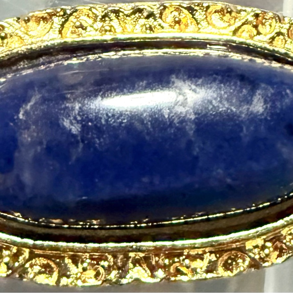 90s 00s Gold & Sodalite-style blue gemstone Necklace 3 in 1 layered. - Picture 6 of 7